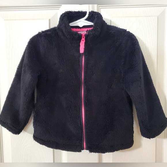 Carter's Other - Carter's Black & Pink Soft Fleece Zip Front Jacket with Pockets Baby Girl 24M